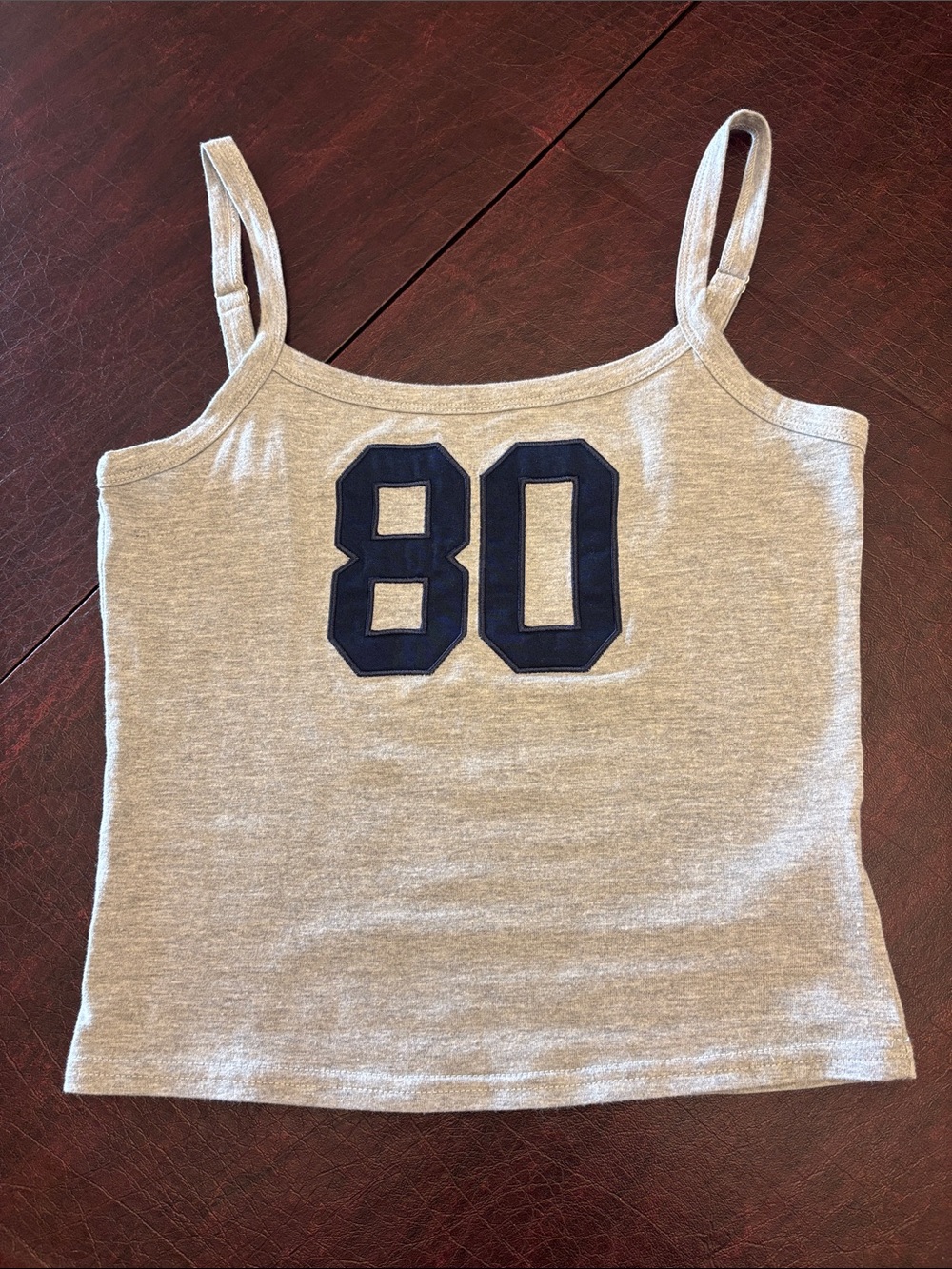 Edikted Gray Tank Top with Navy '80' Graphic